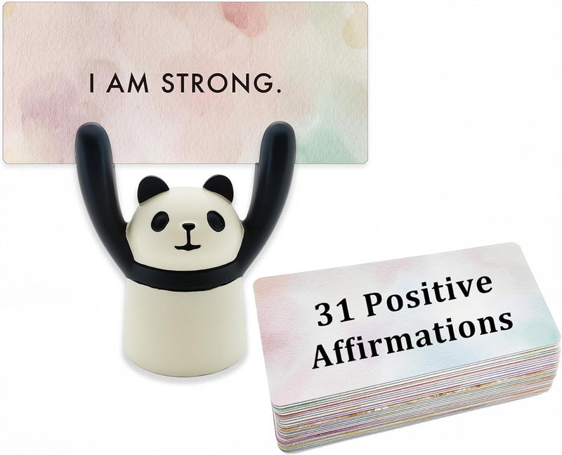 ZEARPT Affirmation Card Deck for Women, Self Care Gift, Positive Affirmation Cards with Holder, Gift for Her, Daughter, Niece, Sister, Daily Affirmations, Midlife Manifestation Gift (White - Panda) - Image 1